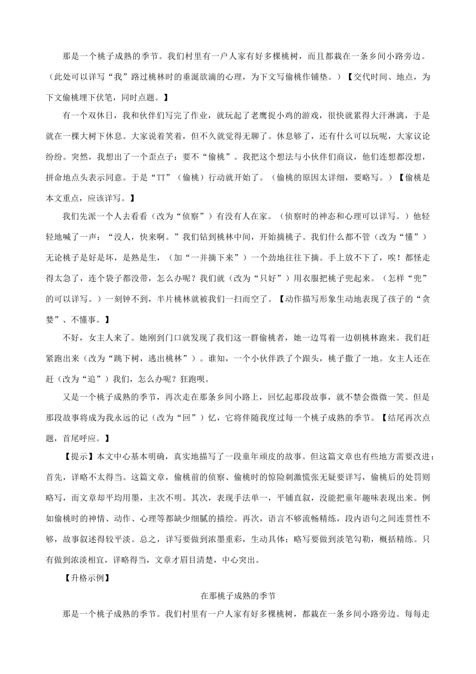 江苏省姜堰市八年级语文上册 作文序列化训练2 有详有略 详略得当教案-人教版初中八年级上册语文教案_第3页