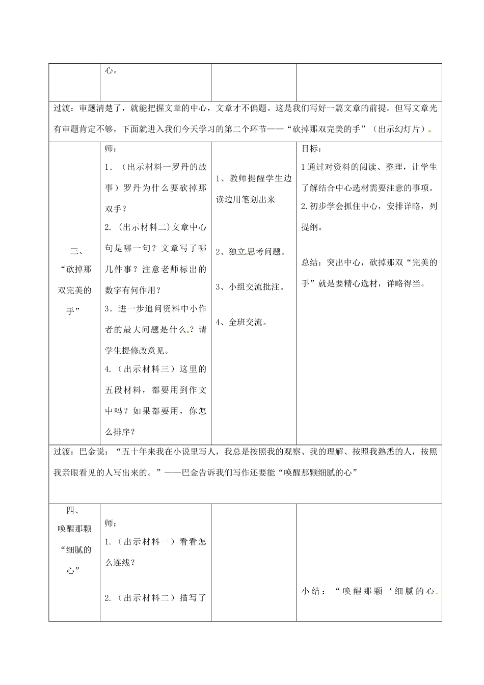江苏省常州市中考语文 作文 写人记事突出中心复习教案-人教版初中九年级全册语文教案_第2页