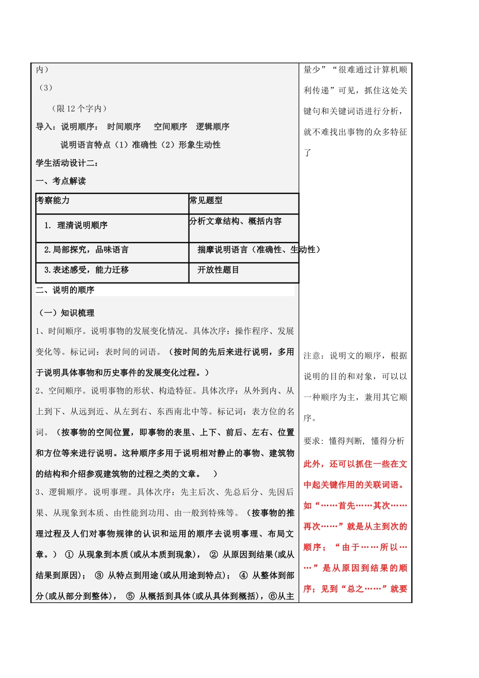 山东省潍坊九年级语文下册 说明文之说明对象、方法说明文之说明顺序、语言教案 新人教版-新人教版初中九年级下册语文教案_第2页