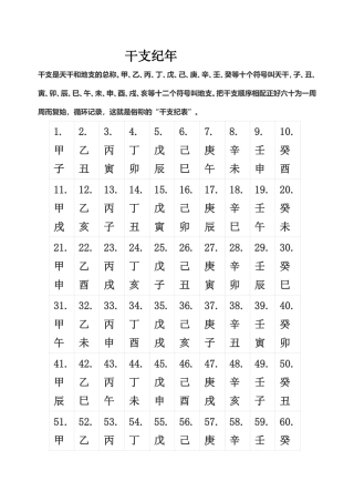 公元纪年与干支纪年换算