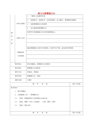 福建省厦门市集美区灌口中学八年级物理全册 第六章 熟悉而陌生的力 第三节《弹力与弹簧测力计》教案 （新版）沪科版