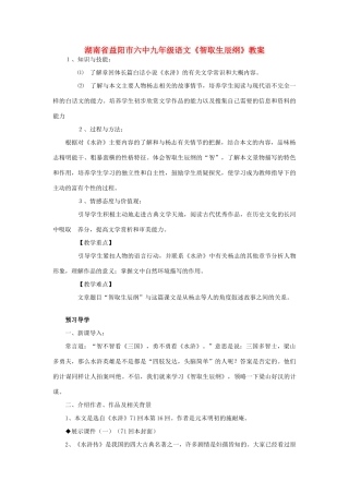 湖南省益阳市六中九年级语文《智取生辰纲》教案