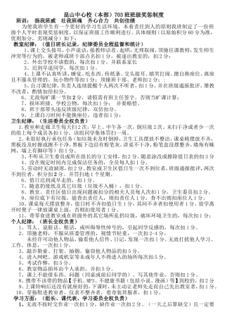 初中班级管理___平时表现奖惩班级管理量化管理制度(1)