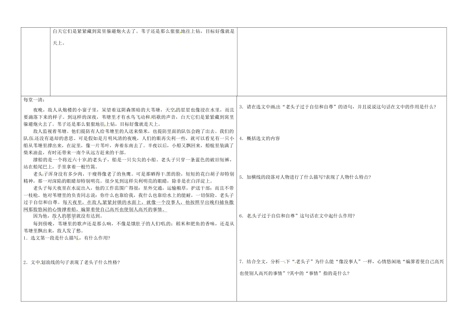 辽宁省抚顺市第二十六中学八年级语文上册 芦花荡（第三课时）教学案 新人教版_第2页