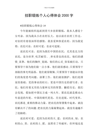 挂职锻炼个人心得体会2000字