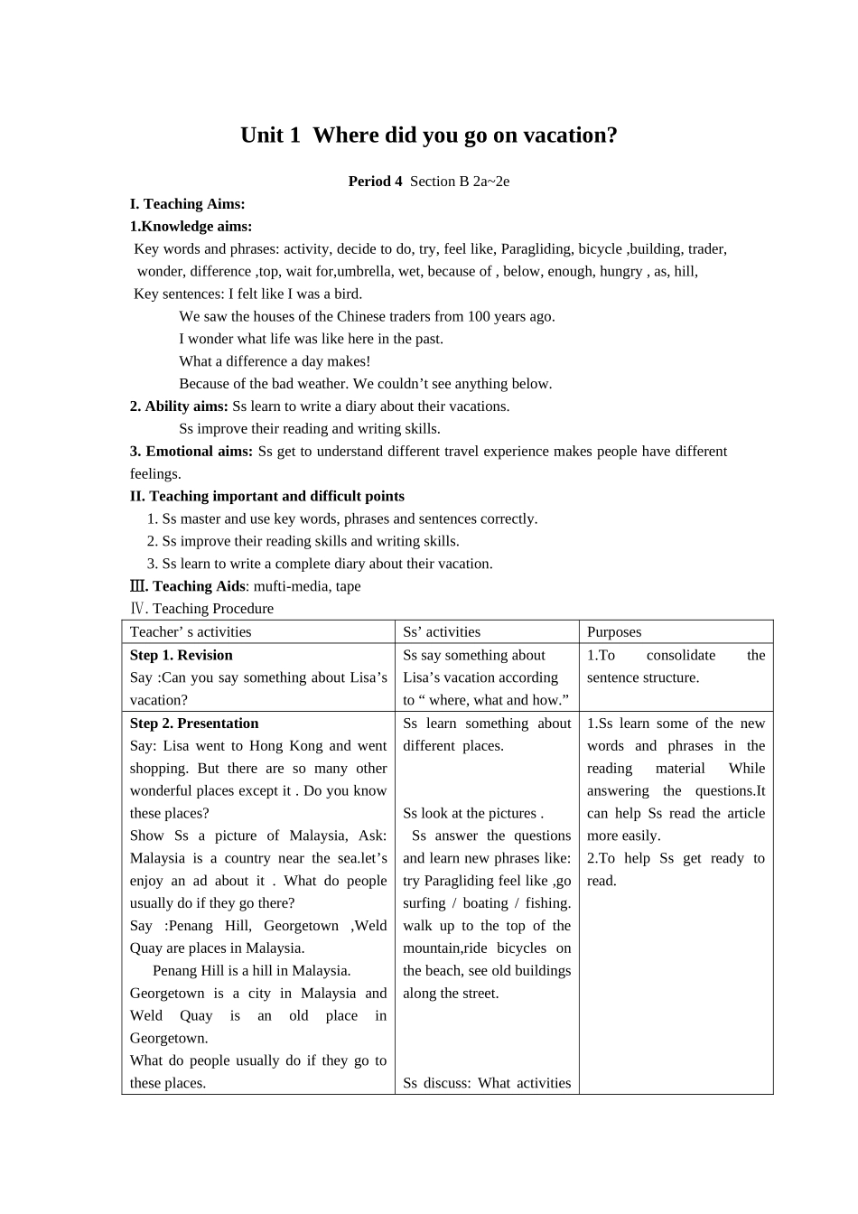 八年级unit1Period4教案_第1页