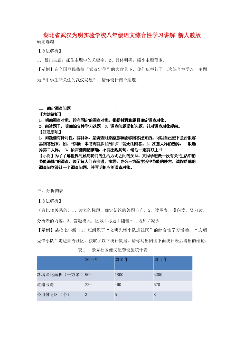 湖北省武汉为明实验学校八年级语文 综合性学习讲解 新人教版_第1页