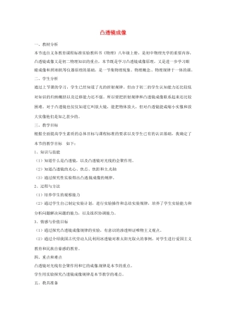 湖南省常德市第九中学九年级物理复习 凸透镜成像复习教案
