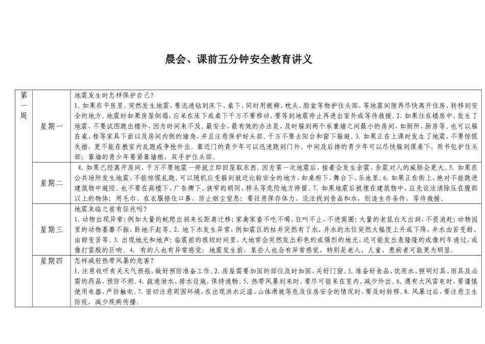 每天5分钟，坚持1学期——安全教育材料_第2页