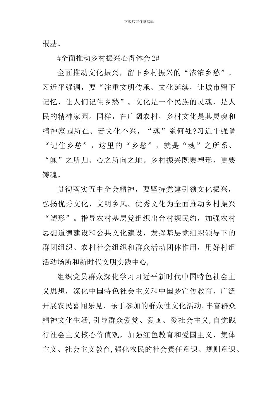 全面推进乡村振兴心得体会2024_第3页