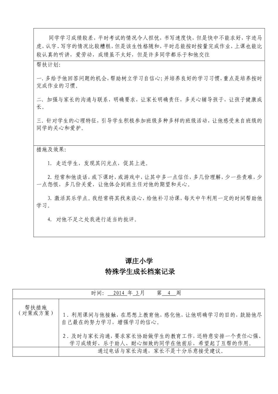 二年级特殊学生成长档案记录_第3页