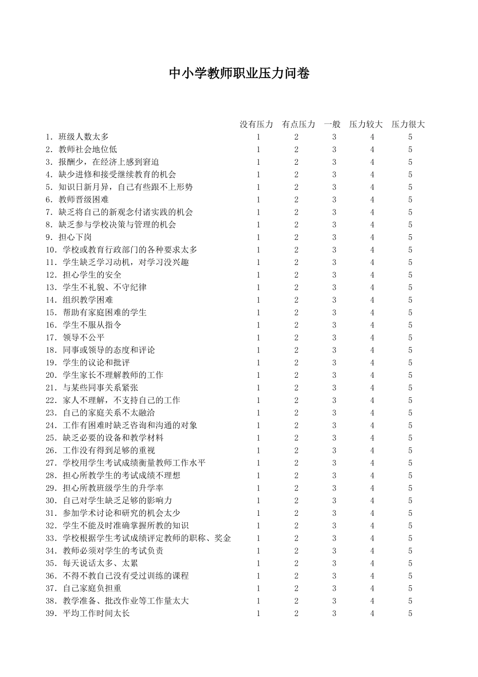 教师压力问卷_第1页