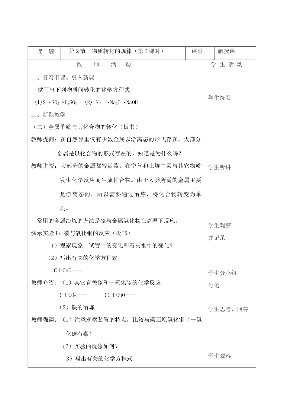 第2节　物质转化的规律（第2课时）_第1页