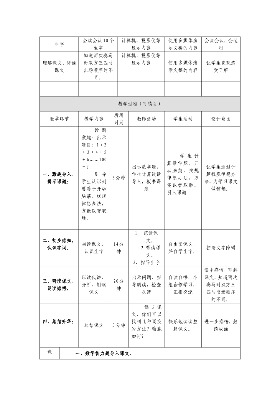 田忌赛马教学设计_第2页