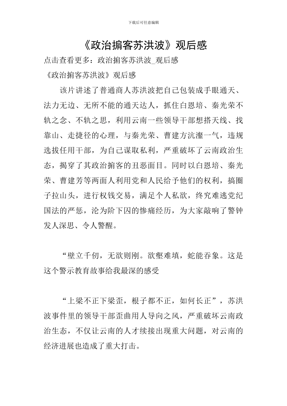 《政治掮客苏洪波》观后感_第1页