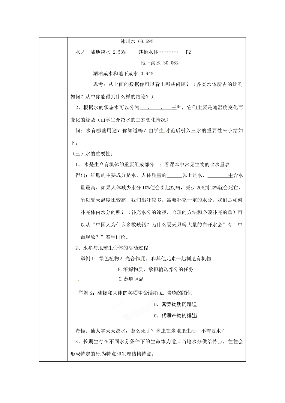 浙江省绍兴县杨汛桥镇中学八年级科学上册《水在哪里》教案 浙教版_第2页