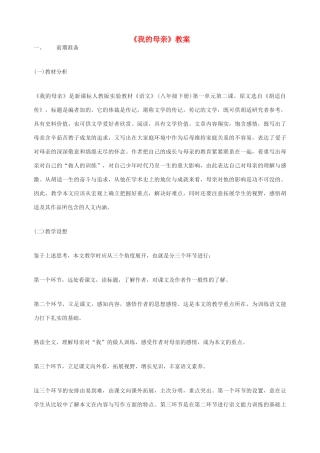 天津市静海县大邱庄镇中学八年级语文《我的母亲》教案