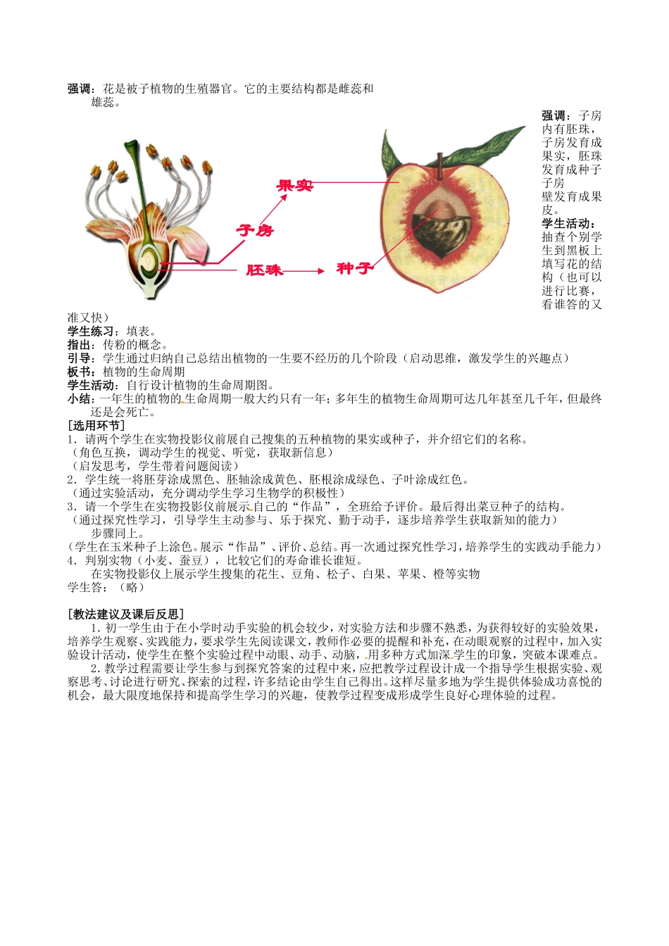 浙江省温岭市城南中学七年级科学下册《3.5 植物的一生》教案_第3页