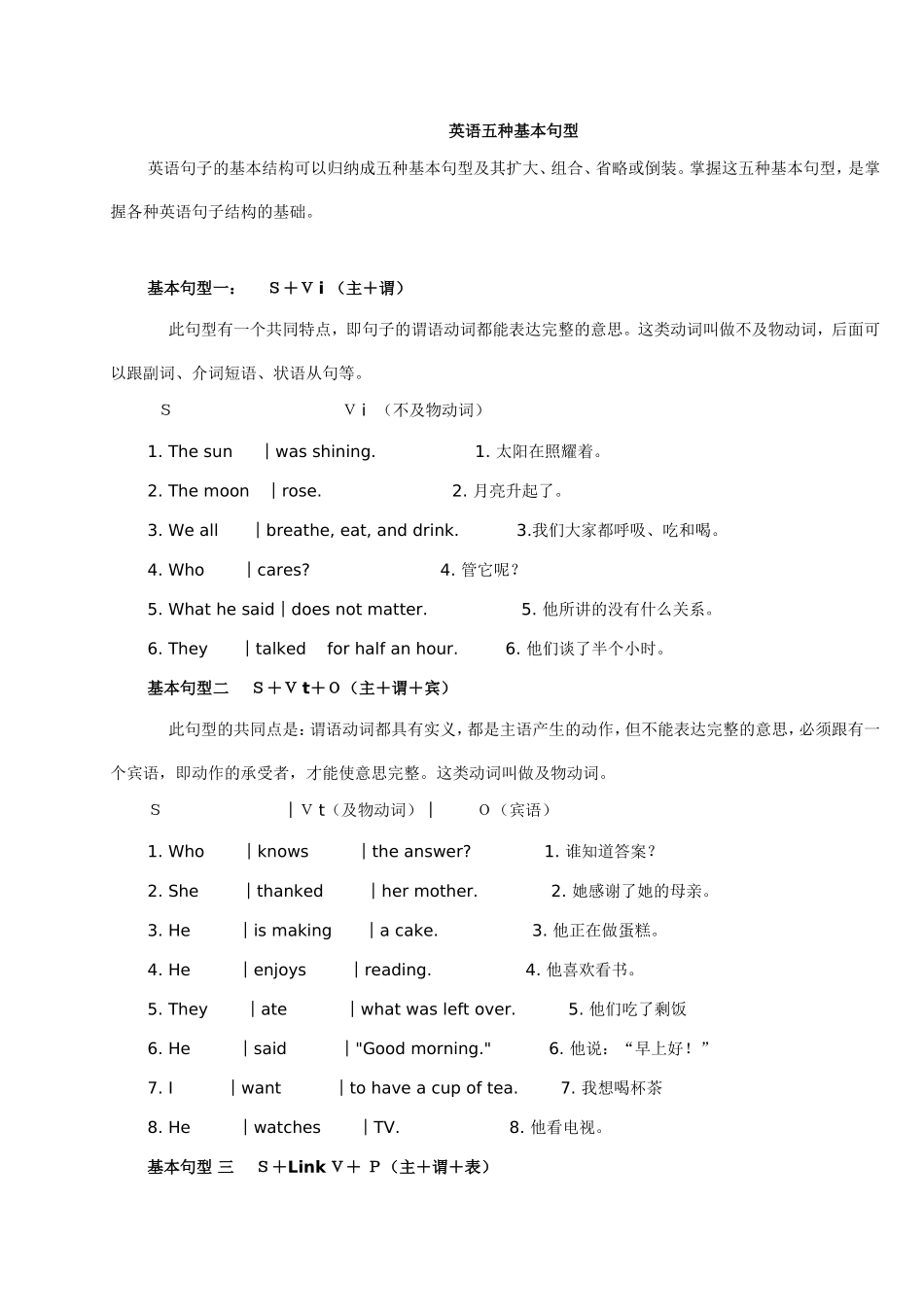 英语五种基本句型1_第1页