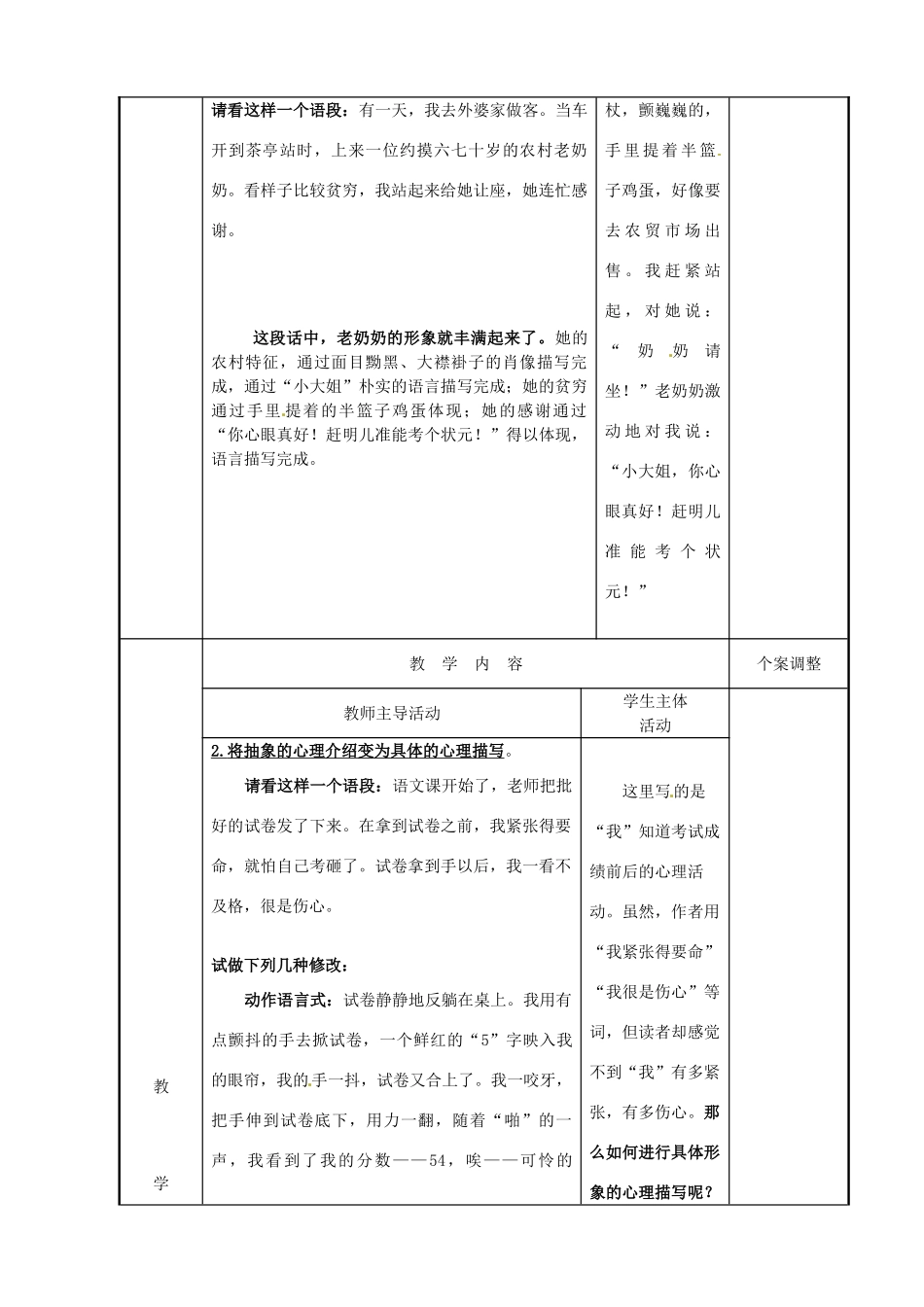 江苏省新沂市阿湖中学九年级语文 记叙文应如何锤炼语言作文复习教案_第2页