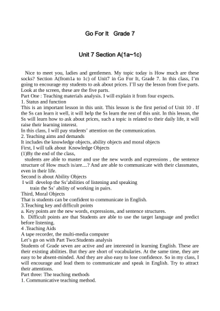 七年级上unit7说课稿