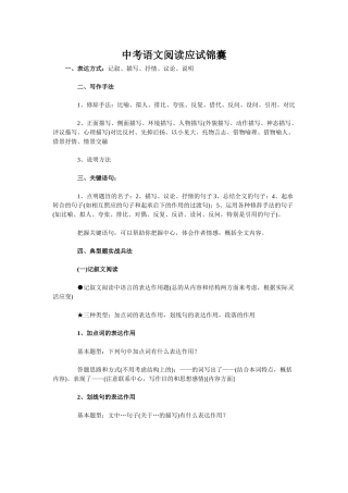九年级语文阅读应试锦囊教案新课标人教版