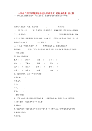 山东省日照市东港实验学校九年级语文 变色龙教案 语文版
