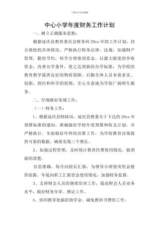 中心小学年度财务工作计划