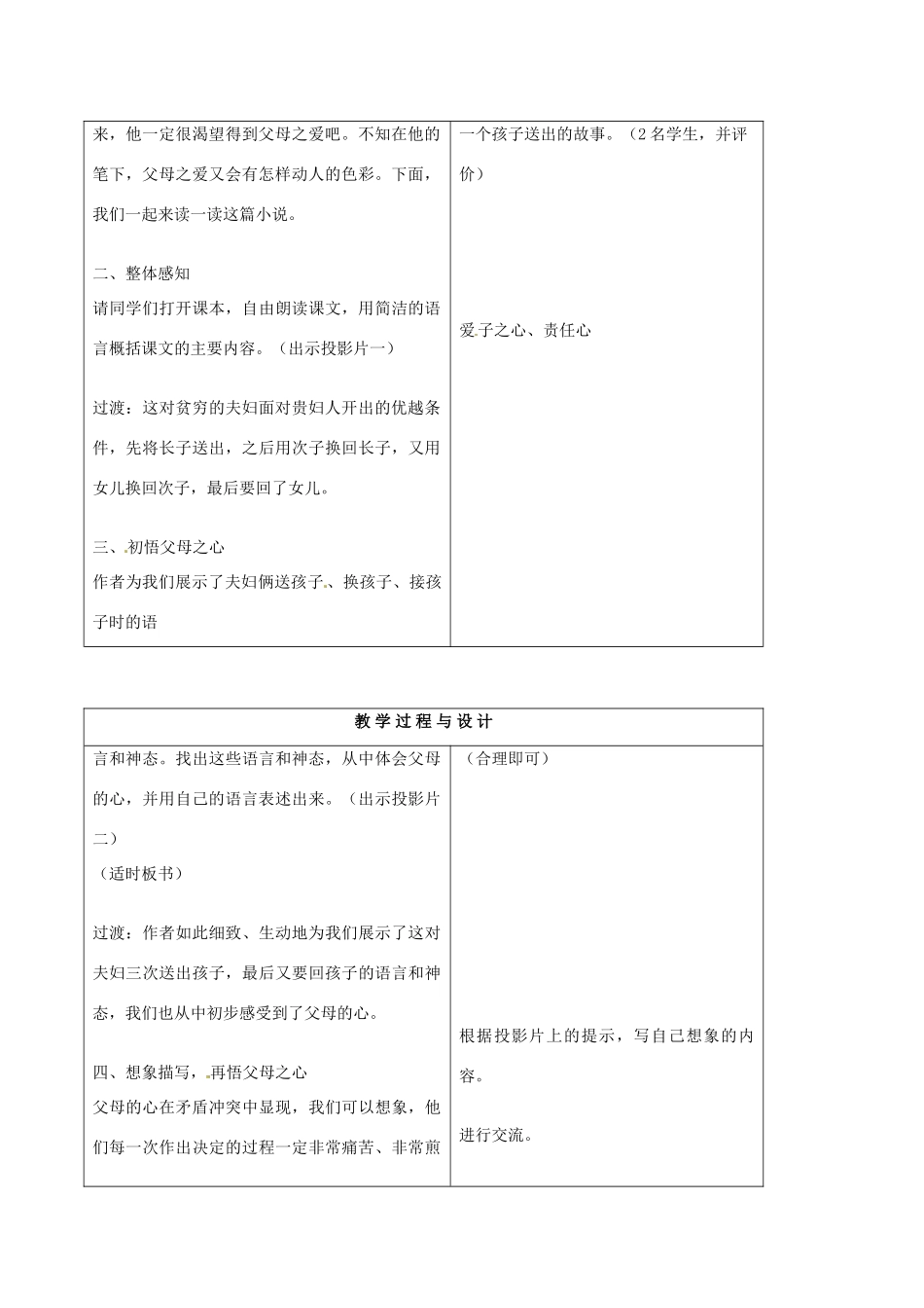 江苏省常州市花园中学八年级语文上册 15.父母的心教学设计2 苏教版_第2页