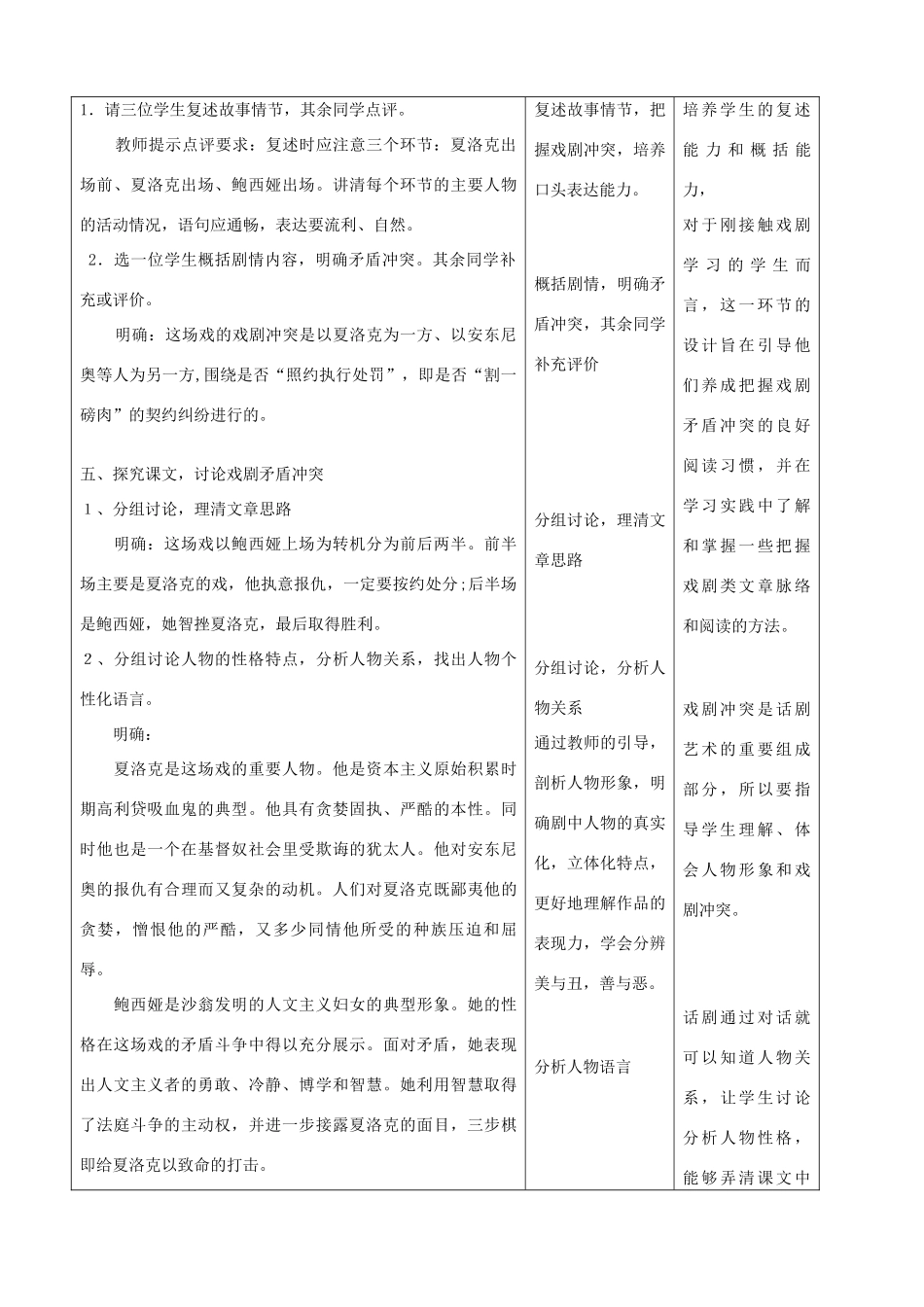 九年级语文下册 4.13《威尼斯商人》教案 新人教版_第3页