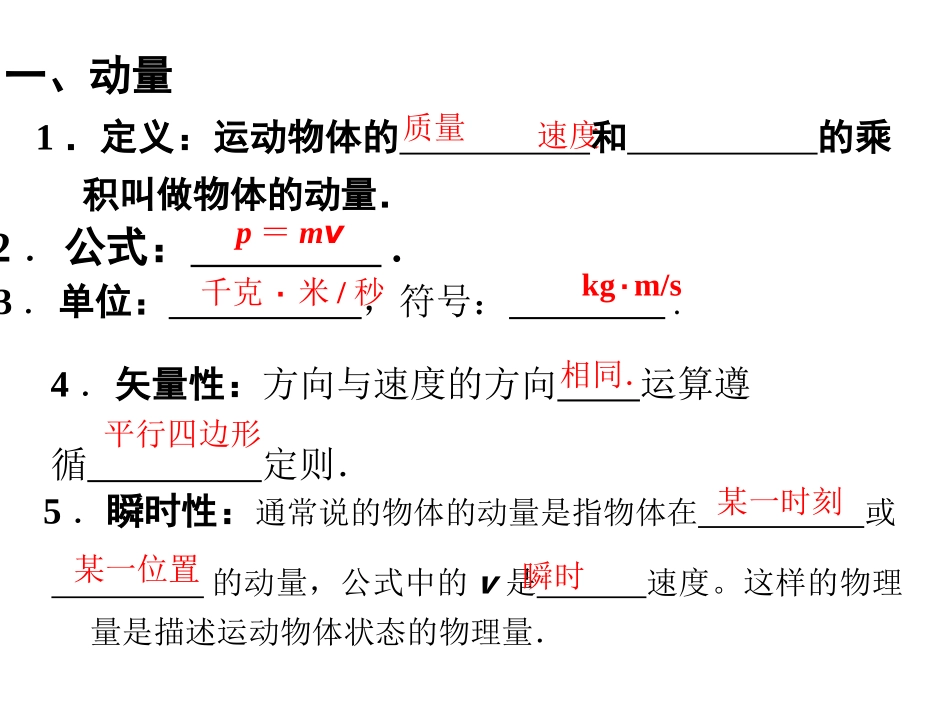 动量和动量定理课件人教版选修_第2页