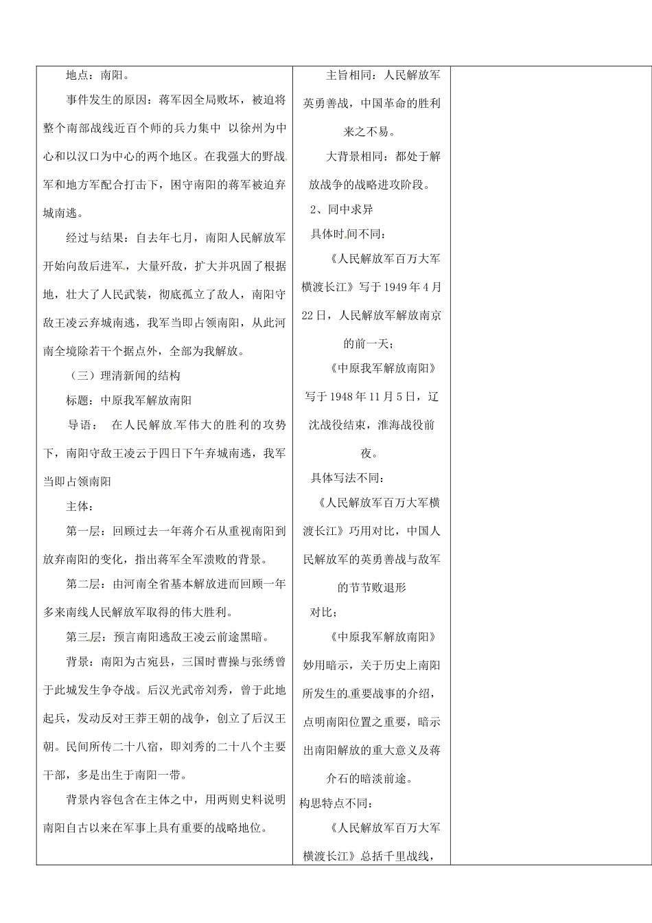 山东省郯城县第三初级中学八年级语文上册《中原我军解放南阳》教案 新人教版_第2页