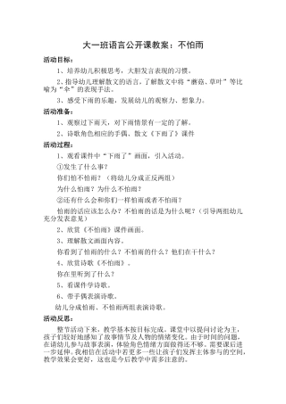大班语言《不怕雨》活动教案