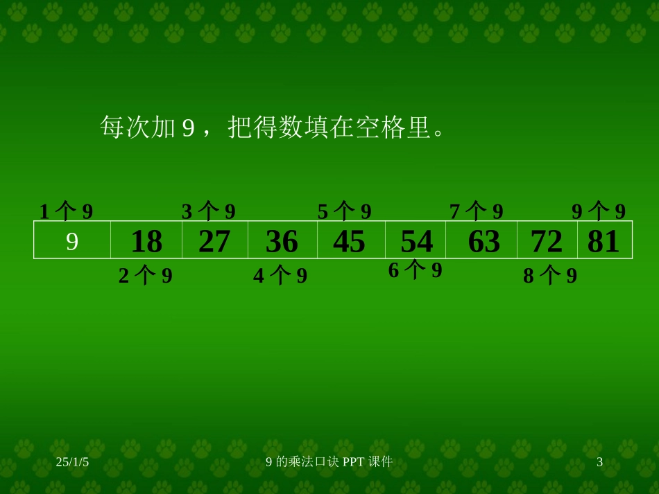 人教版二年级数学上册9的乘法口诀课件 (2)_第3页