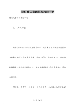 2024励志电影排行榜前十名