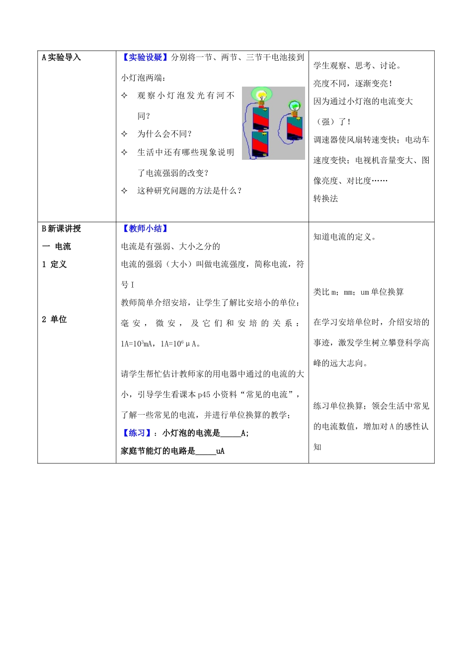 （水滴系列）九年级物理全册 第15章 电流和电路 第4节 电流的测量教案 （新版）新人教版-（新版）新人教版初中九年级全册物理教案_第2页