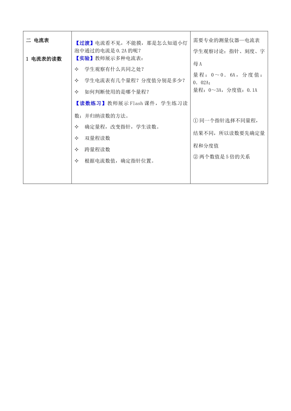 （水滴系列）九年级物理全册 第15章 电流和电路 第4节 电流的测量教案 （新版）新人教版-（新版）新人教版初中九年级全册物理教案_第3页