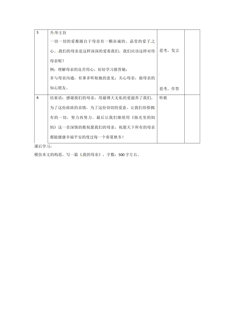 江苏省常州市花园中学八年级语文上册 14.我的母亲教案 苏教版_第3页