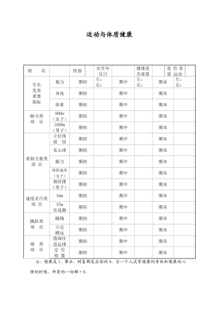 学生成长档案：运动与体质健康