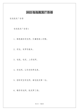 2024包包批发广告语