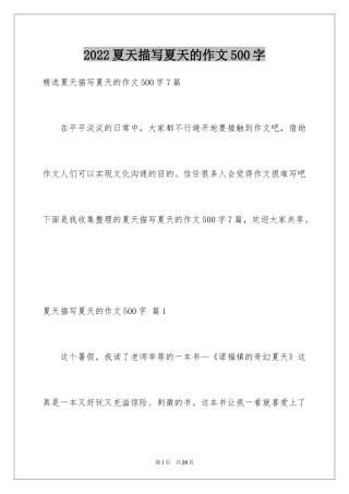 2024夏天描写夏天的作文500字_3
