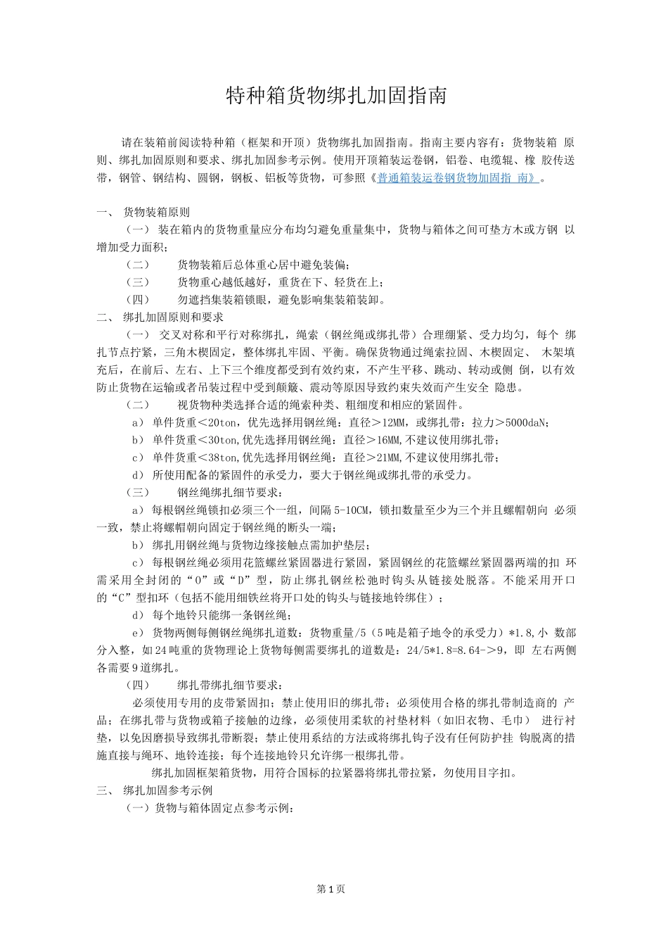 出口海运工厂集装箱货物绑扎加固指南_第1页