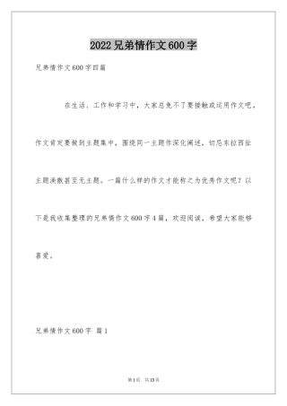 2024兄弟情作文600字_2