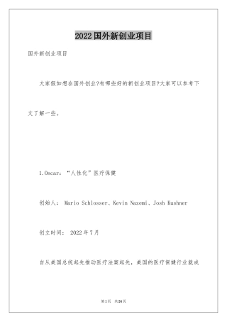 2024国外新创业项目