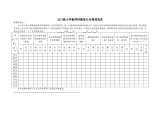 教师师德考核家长、学生问卷调查表