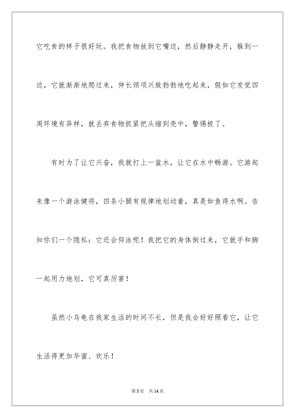 2024乌龟的三年级作文300字_第3页