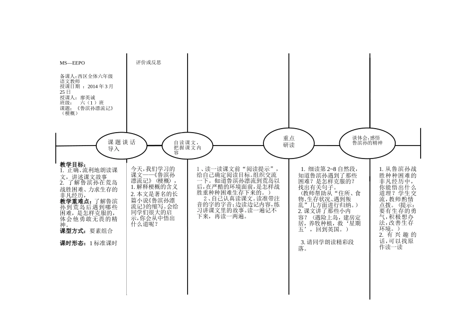 教研课教案(鲁滨孙漂流记)_第1页