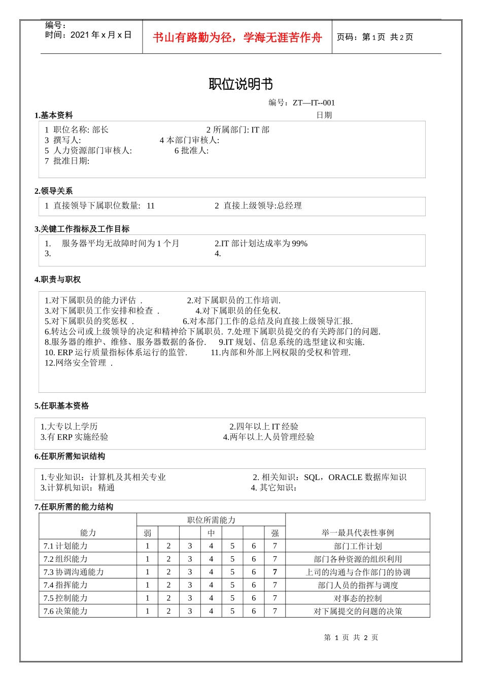 IE部职位说明书_第1页