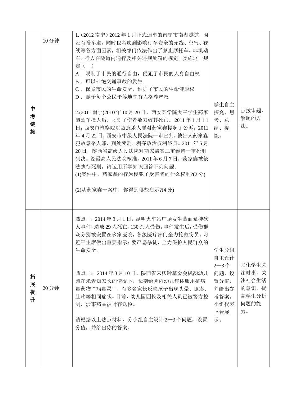 八年级下册《生命健康权与我同在》复习课教学设计南宁十中黄笛_第2页