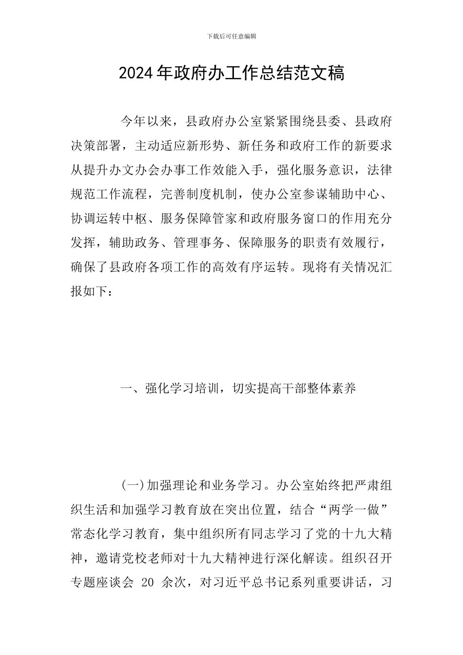 2024年政府办工作总结范文稿_第1页